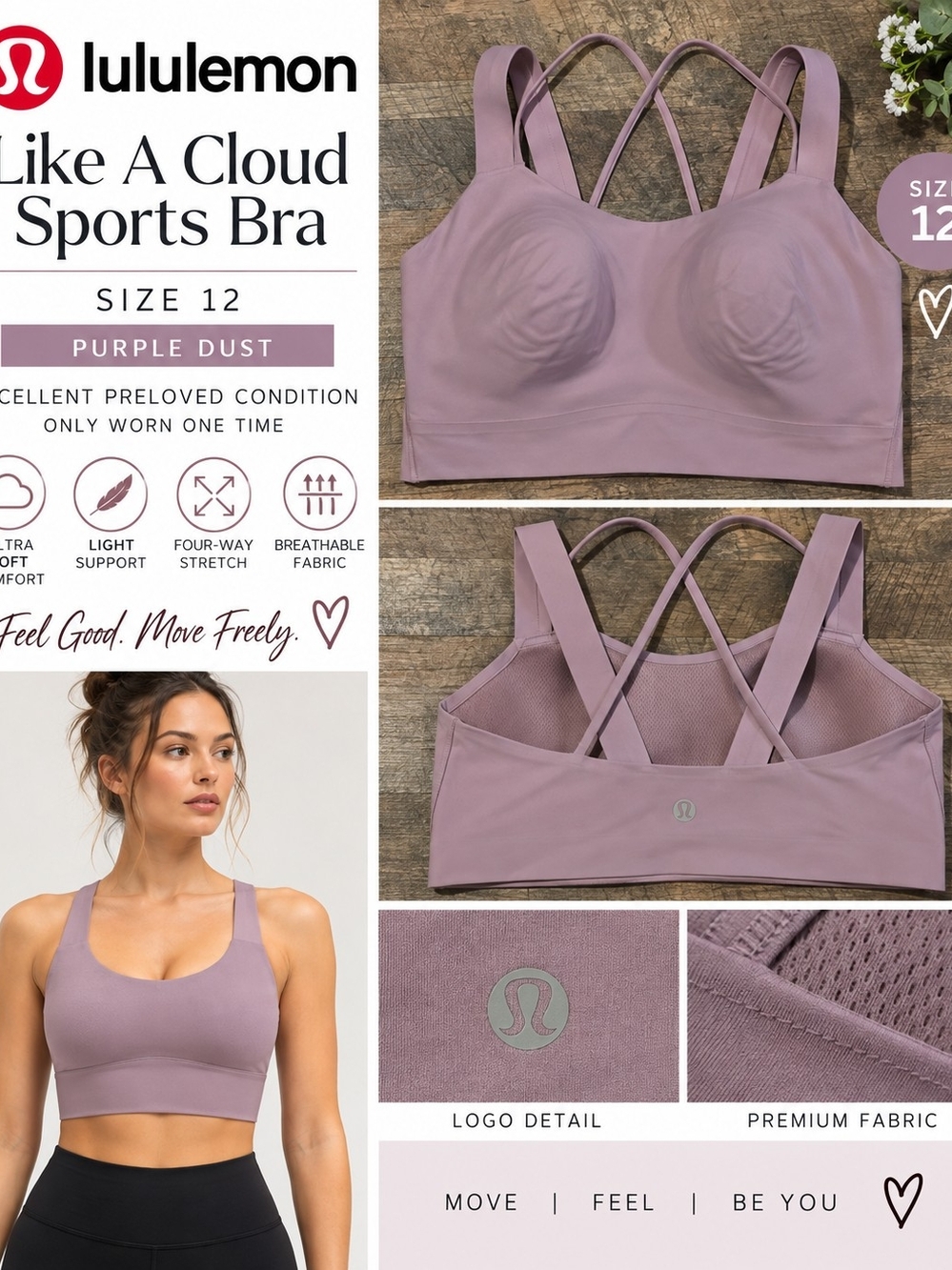 lululemon athletica Like A Cloud Sports Bra - Purple Dust